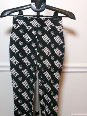 Juicy Couture Black & White All Over Logo Print Leggings Size Small